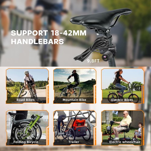 Bicycle Rear View Camera with 8000mAh Rechargeable Battery, 4.3''Waterproof HD 1080P Monitor with Sunshade, 3Mins Installation Bike Camera for Mountain, Ebike, Road Bike