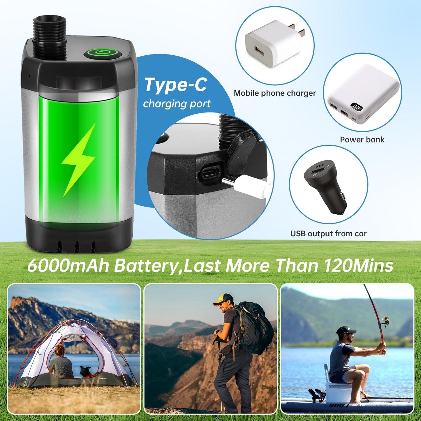 AlpsWolf Portable Shower for Camping, 6000mAh Rechargeable Camping Shower with Digital Display, Outdoor Shower Sustainable for Camping, Beach, Hiking, Travelling, Pet Cleaning