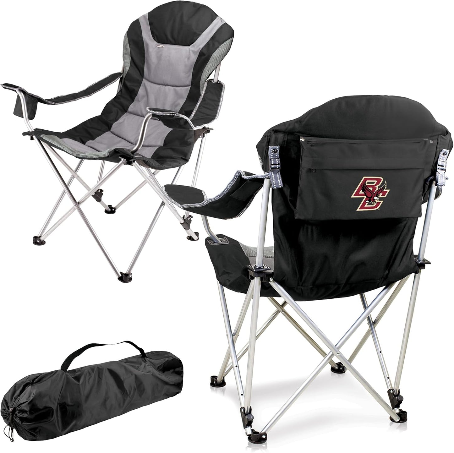 PICNIC TIME NCAA Arkansas Razorbacks Reclining Camp Chair - Beach Chair for Adults - Sports Chair with Carry Bag