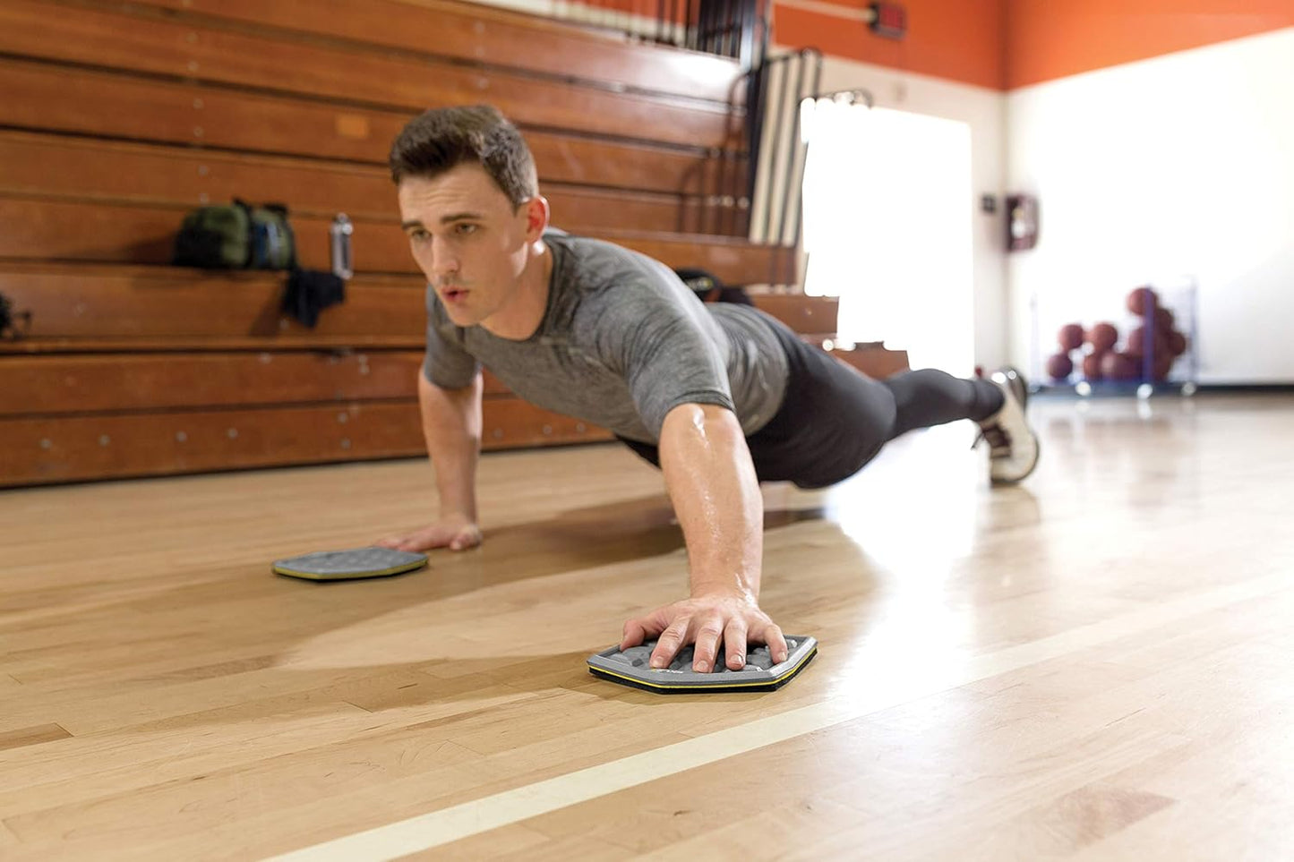SKLZ Slidez Dual-Sided Exercise Glider Discs for Core Stability Exercises for Hands & Feet, Standard Use,Yellow