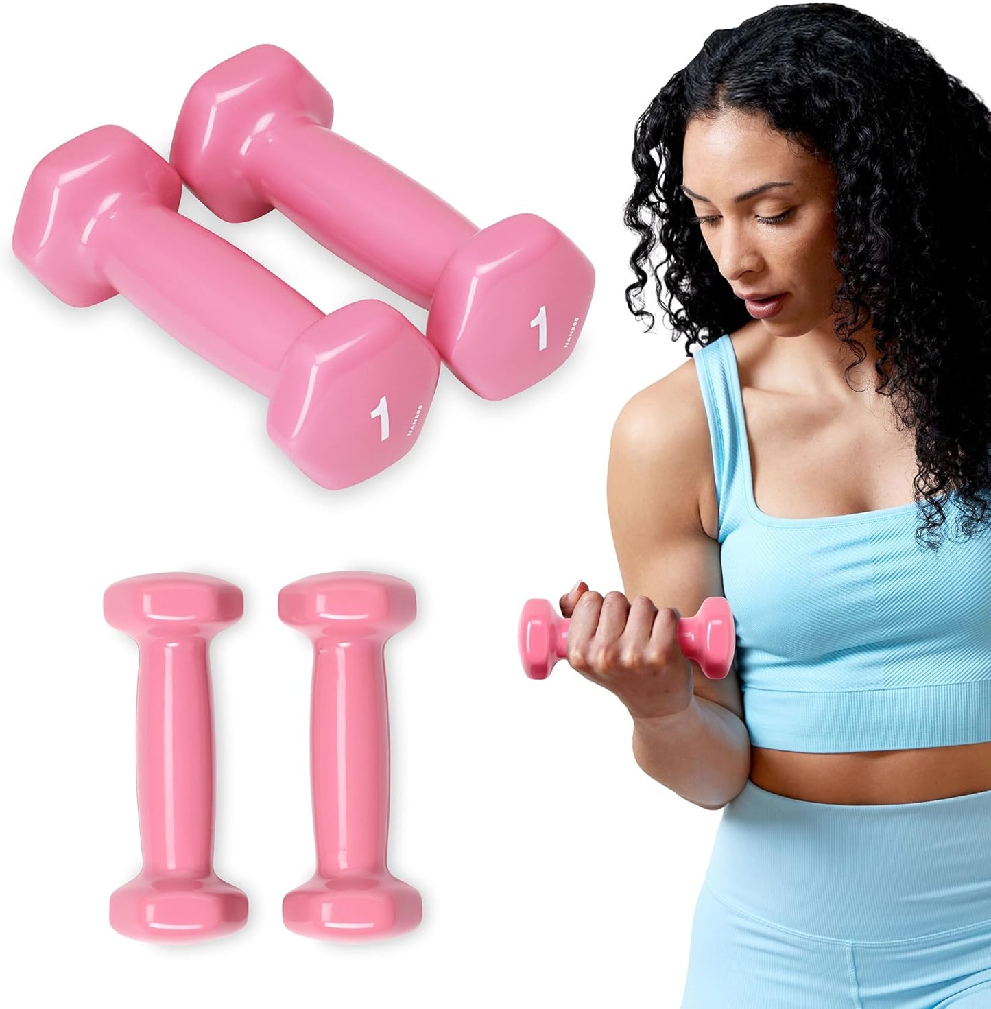 SPRI Dumbbells Hand Weights Set of 2 - Vinyl Coated Exercise & Fitness Dumbbell for Home Gym Equipment Workouts Strength Training Free Weights for Women, Men (1-10 Pound, 12, 15, 18, 20 lb)