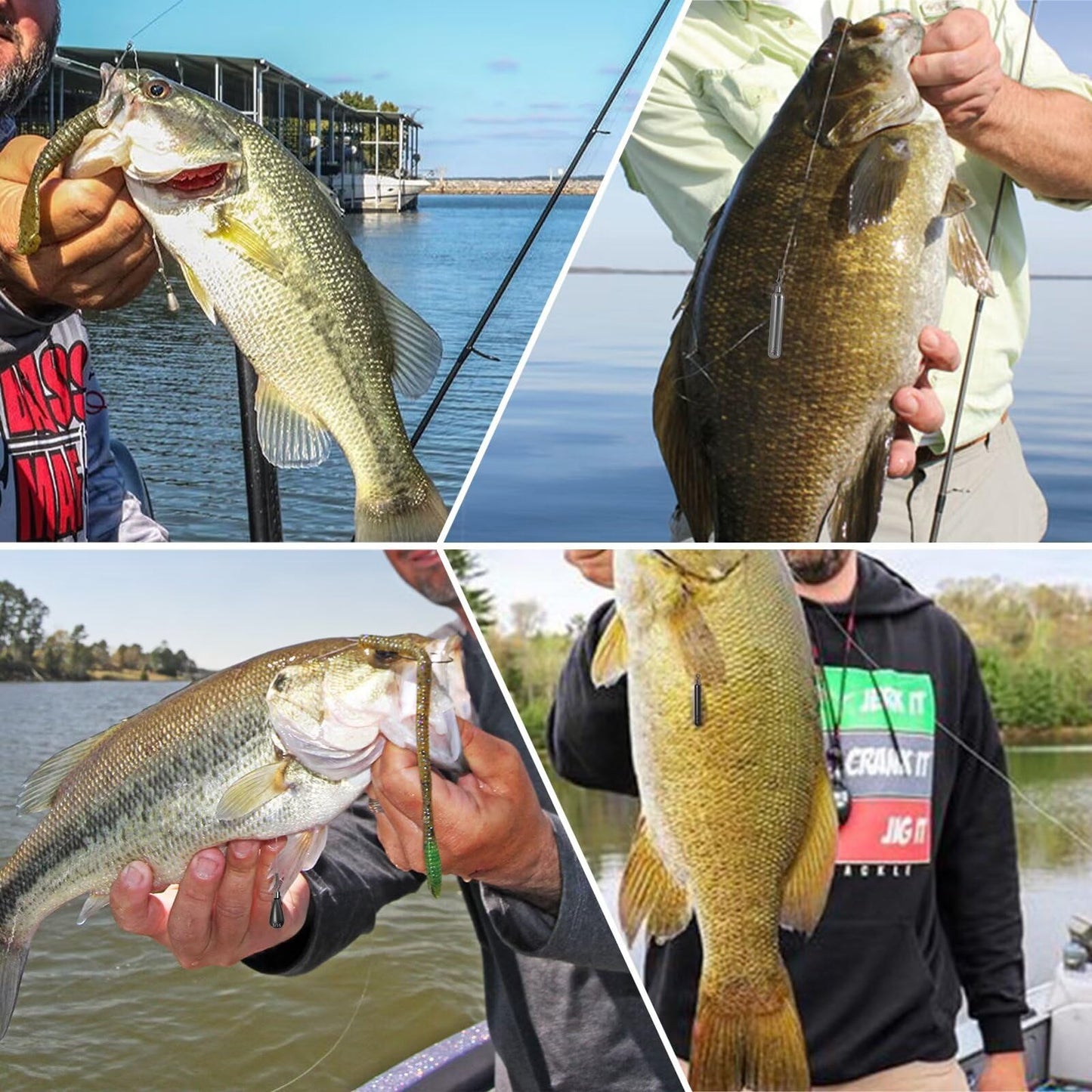 Fishfun 12Pcs Tungsten Drop Shot Weights Sinkers for Bass Fishing, Tungsten Dropshot Fishing Weights, Black Clip On Skinny, 1/4 oz