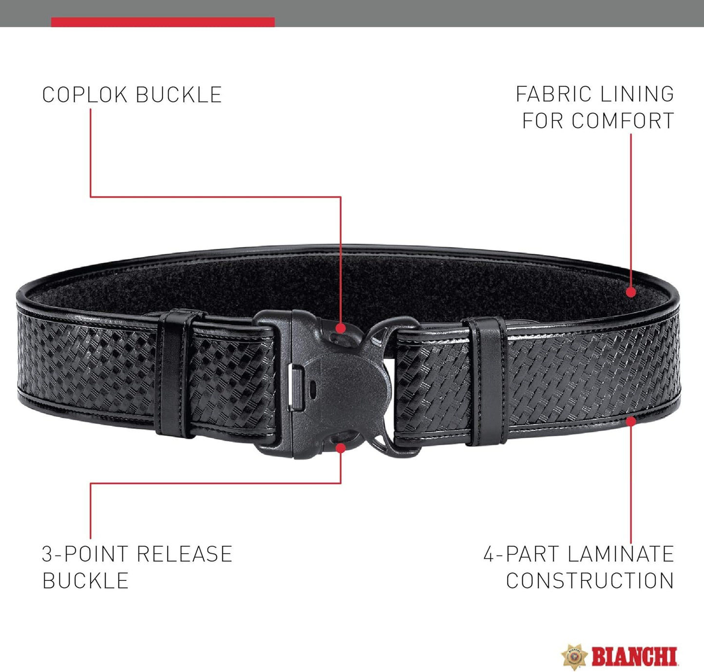 Bianchi 7950 Plain Leather Duty Belt, Fits 2.25'' (58 MM) Belt Loops