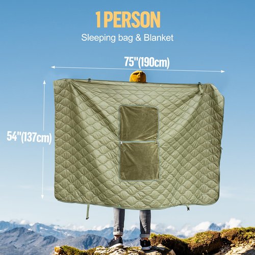 Night Cat Sleeping Bag for Camping - 4 in 1 Poncho for Adults Ultralight Wearable Quilt 3 Seasons Suitable for 1 Person