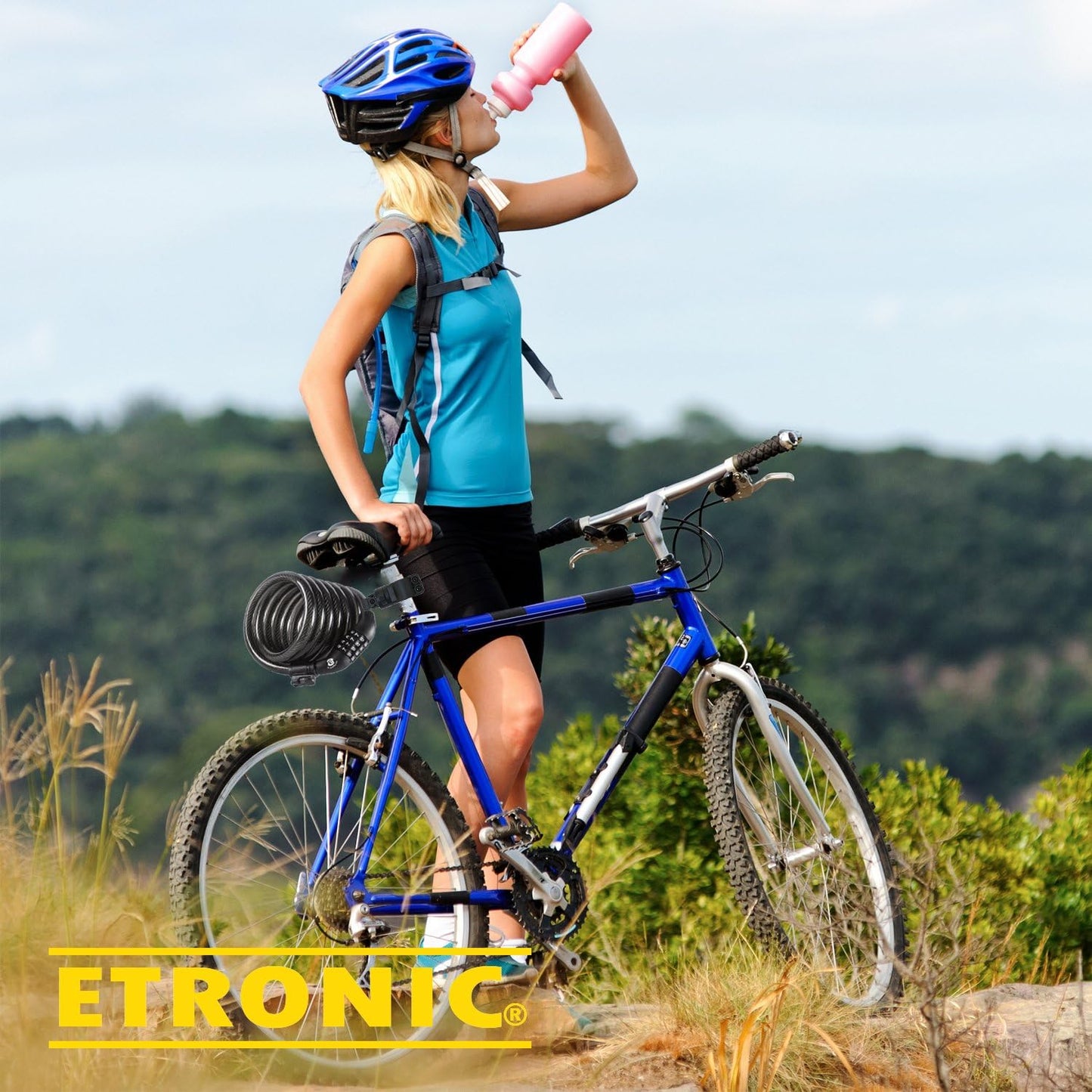 Secure Etronic 6ft Coiled Bike Lock - Resettable Combo Lock with Mounting Bracket