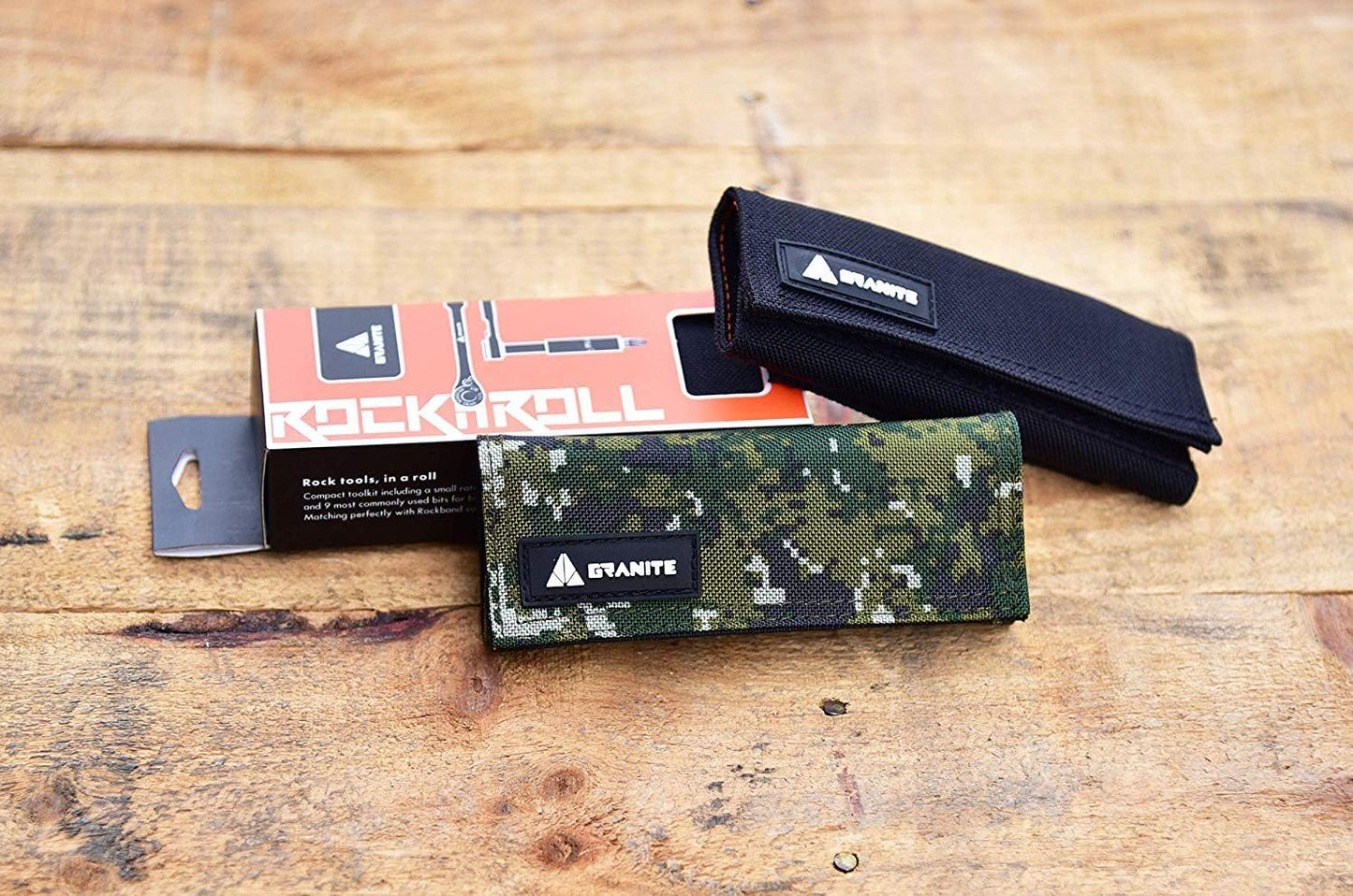 Granite Rocknroll Mini Ratchet Bike Tool Kit, Bike Multitool Kit with 9 Tool Bits and Extension Rod, Portable Bicycle Tool Kit for Mountain Bike, Road Bike and Gravel Bike (Green Camo)