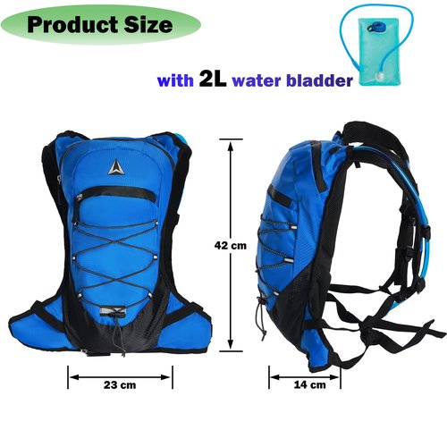 Cango Large Capacity Hydration Backpack with 2L Water Bladder, High Flow Bite Valve, Lightweight Cycling Backpack, Insulated Hydration Running/Hiking Backpack with Storage