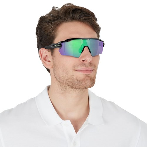Oakley Men's OO9208 Radar EV Path Rectangular Sunglasses, Matte Black/Prizm Jade Polarized, 38 mm