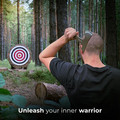 VALKYRIE. Throwing Axe Set – 3 Stainless Steel Tactical Tomahawk Axes with Nylon Cover – Camping & Outdoor Throwing Axes for Axe Throwing, Target Practice & Bottle Opener Feature