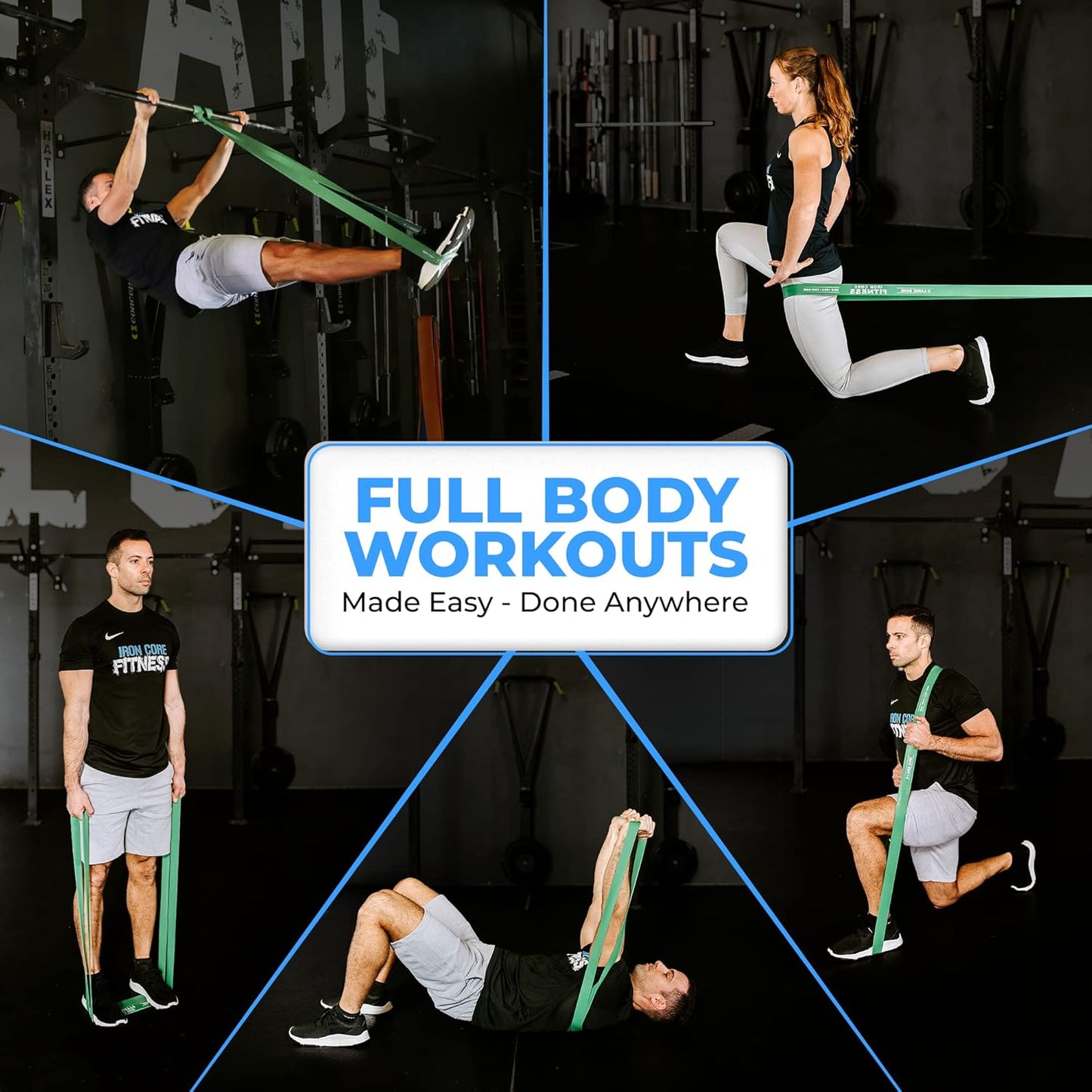 Pull Up Assistance Resistance Bands - Long Loop Power Bands for Men and Women - Strength Power Flexibility Training at Home & Gym - Ebooks & Workout Chart Included by Iron Core Fitness