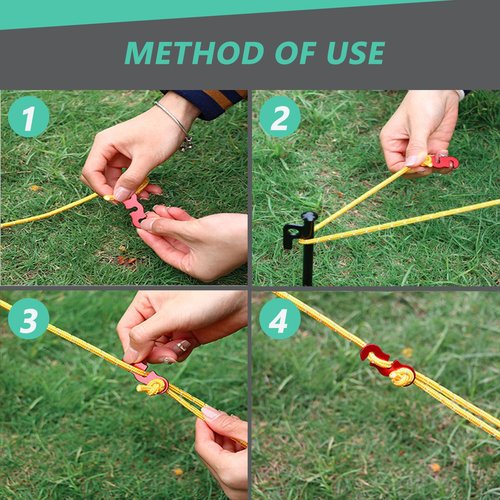 LUYADIN 30Pcs Guyline Tensioner Aluminum Alloy Guy Line Cord Adjusters Tent Rope Tensioners Paracord Tensioner for Outdoor Tent Camping Hiking Accessories (Red)