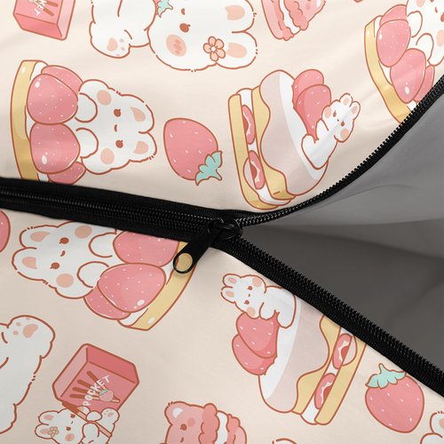 QOOMO Rabbit Strawberry Printed Camping Sleeping Bags,3 Season Warm & Cool Weather,Lightweight,Waterproof Sleeping Bags for Adults & Kids,Traveling,and Outdoors,Camping Gear Equipment,31x90inch
