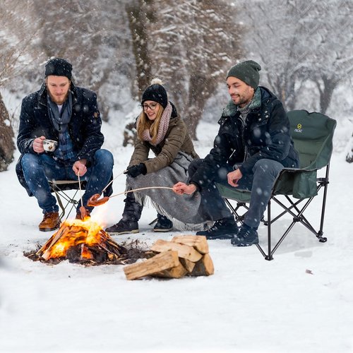 Nice C Heated Camping Chairs with Battery, Outdoor Heated Sports Chair, Oversized XL Padded Camping Chair, Wide&Thick, Heavy Duty 400lb, Carry Bag, Cup Holder & Cooler (Two Green)