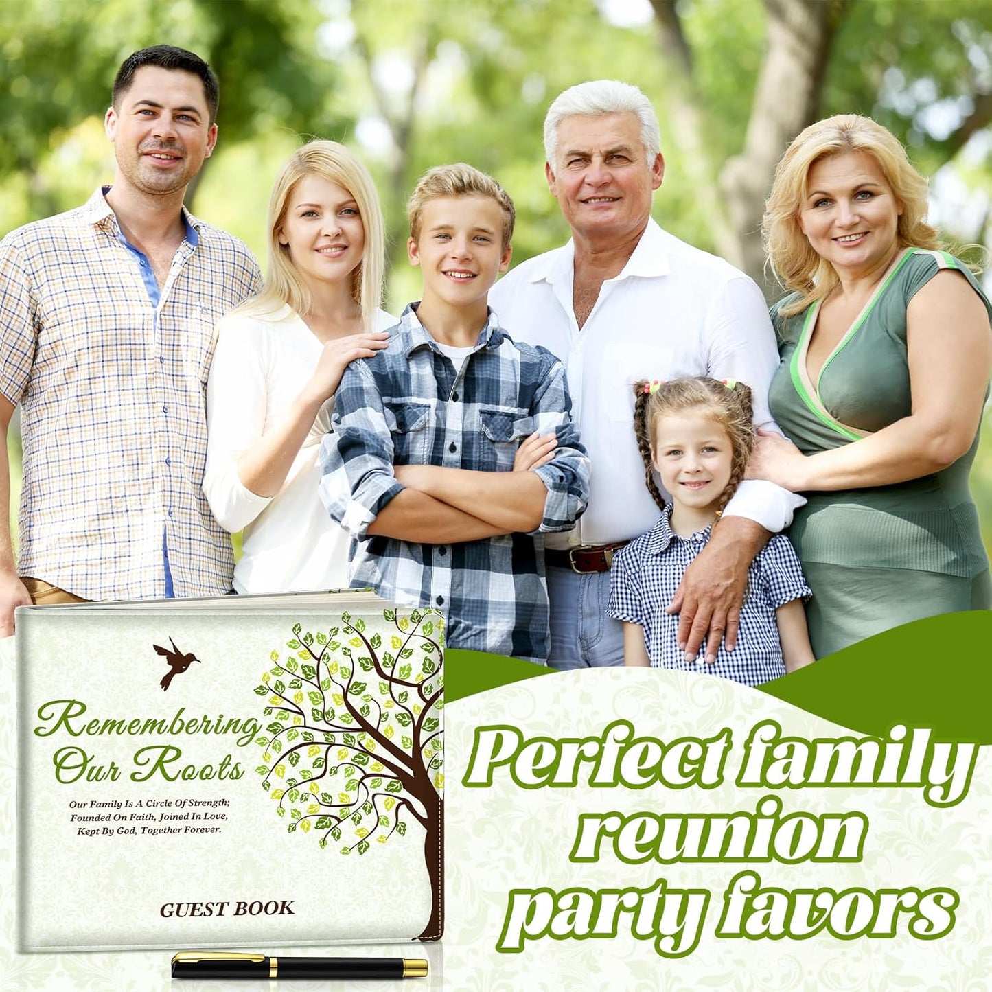Patelai Family Reunion Party Favors Decorations Family Reunion Guest Book Sign in Good Tree Guest Book Gathering Decorations with Pen, 112 Pages(Trendy)