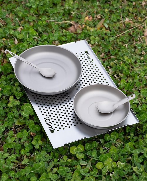 iClimb Titanium Plate Ultralight Compact Portable Flatware Tableware with Bag for Outdoor Camping Backpacking Hiking Travel Picnic (S)