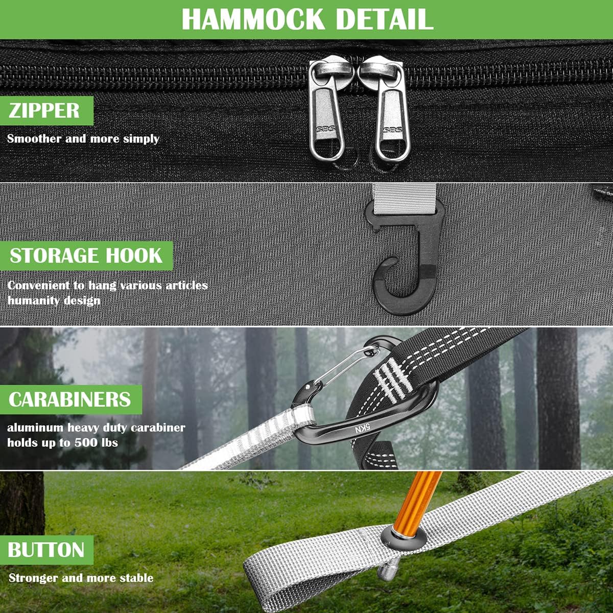 WintMing Hammock with Mosquito Net and Rain Fly Cover 3 in 1 Camping Hammock Tent 440lbs Load