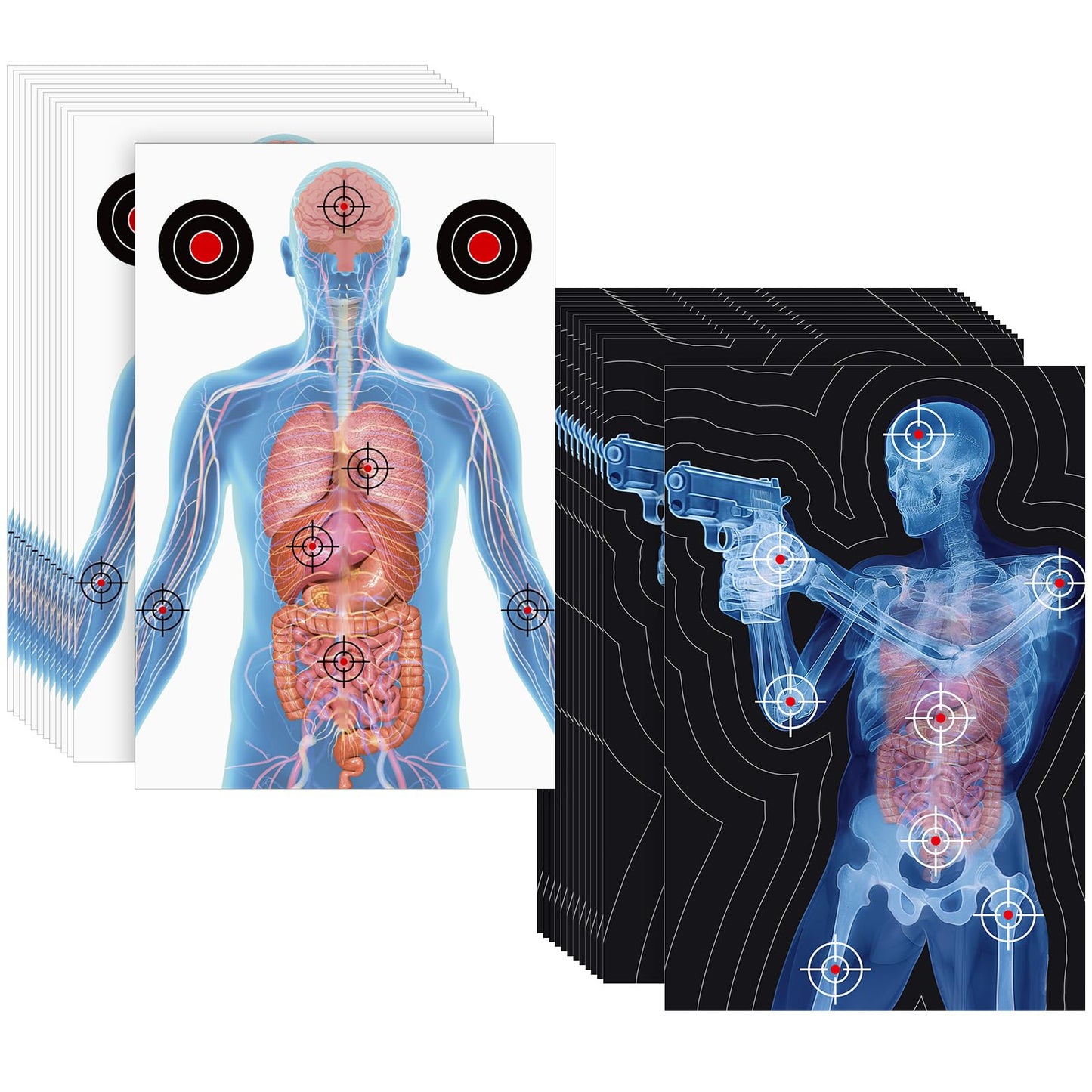 Hollowfly 50 Pack 23 x 35 Inch Shooting Range Targets Anatomical Paper Silhouette Paper Shooting Targets Human Silhouette Targeting X-Ray Skeleton Designs Anatomical for Practice