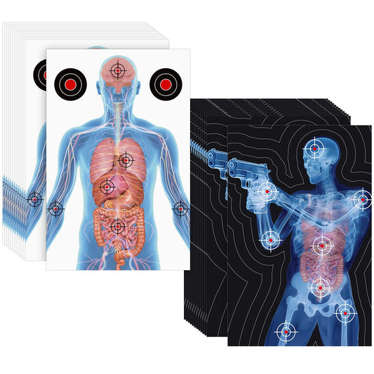 Hollowfly 50 Pack 23 x 35 Inch Shooting Range Targets Anatomical Paper Silhouette Paper Shooting Targets Human Silhouette Targeting X-Ray Skeleton Designs Anatomical for Practice