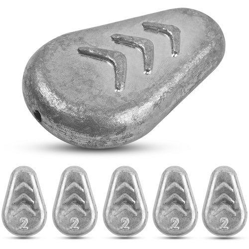 Weights for Fishing Surf Fish No-Roll Sinker for Lead No Snagging Flat Inline Sinkers for Catfish Rig Saltwater Freshwater 2oz-5pcs
