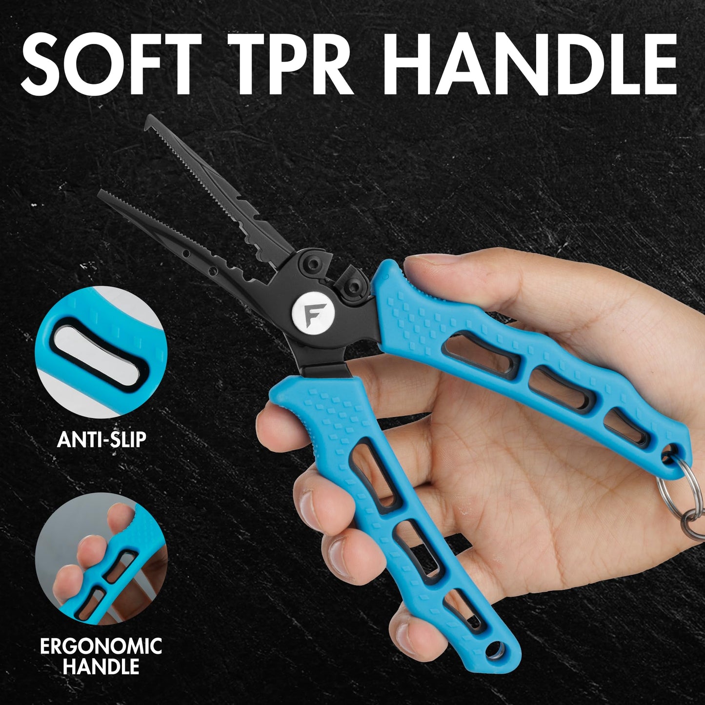 FLISSA 7-1/2 Inch Fishing Pliers, 420 Stainless Steel Fish Pliers, Corrosion Resistant Fishing Pliers Hook Remover, Split Ring Pliers for Fishing with Braid Cutters, Sheath and Lanyard