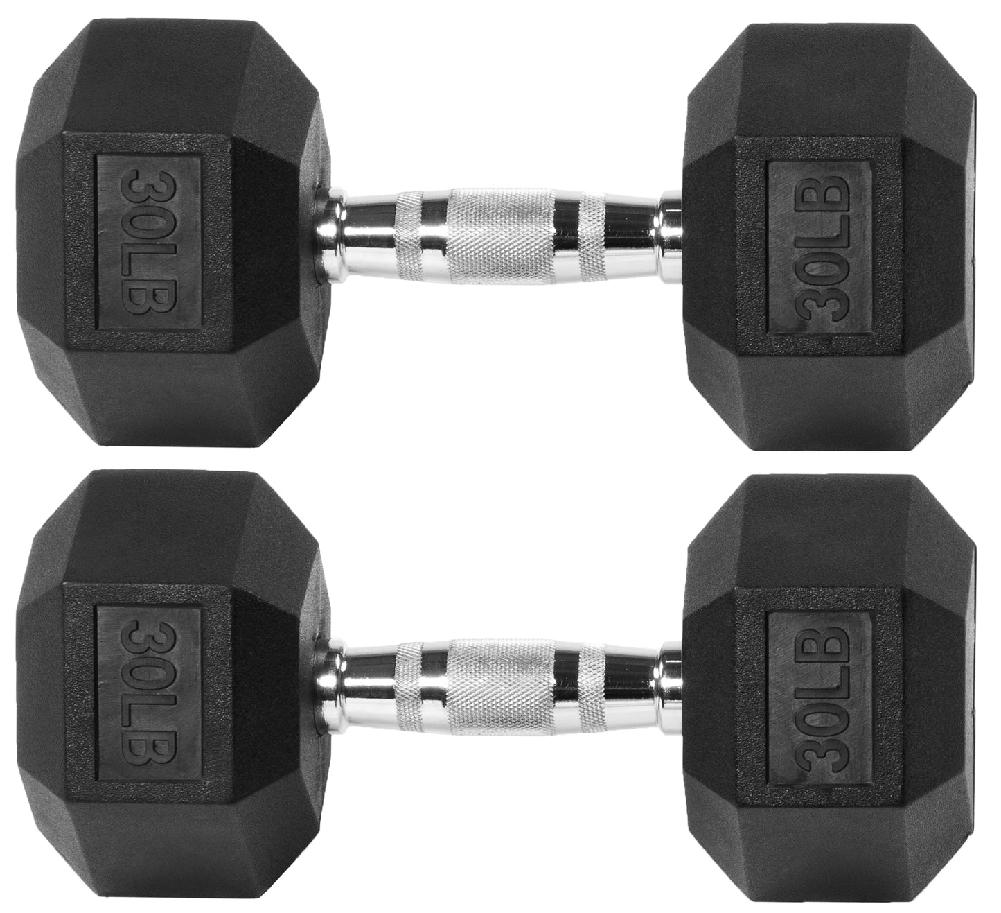 Fitvids Premium Rubber Encased Hex Dumbbell, 30LB Pair