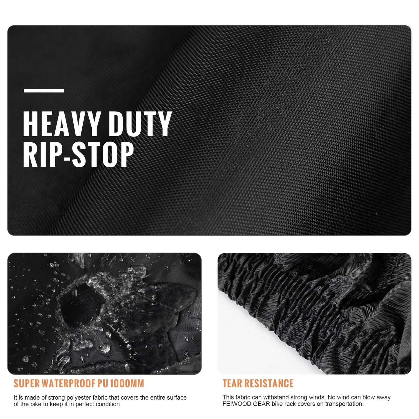 FEIWOOD GEAR Bike Cover for Transport 2 Bikes on Rack, Double Heavy Duty 420D on Handlebar & Pedal, Waterproof Bicycle Cover Outdoor Storage on Rear Bike Rack