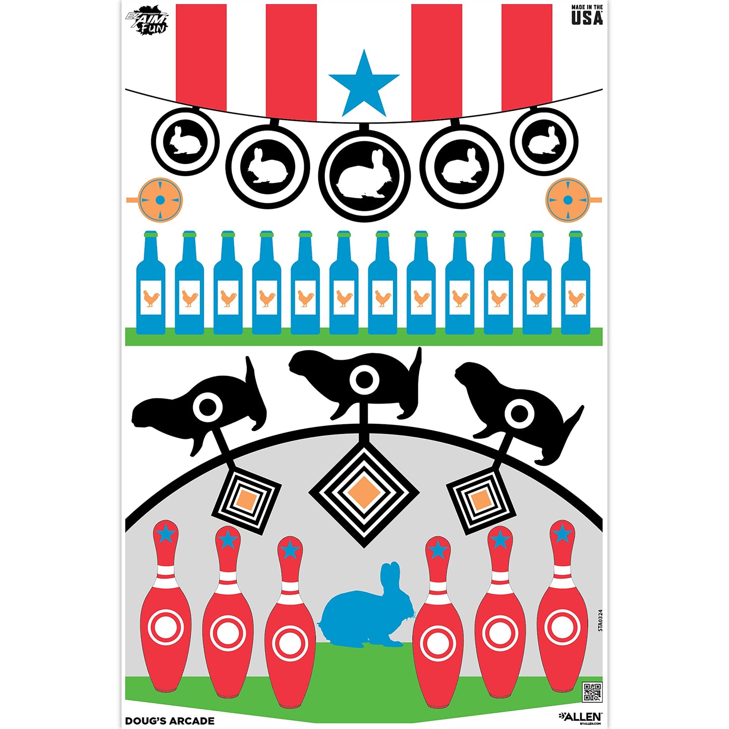 Allen Company EZ Aim Fun Get The Game On Paper Shooting Targets, 12" W x 18" H, 8-Pack, Multi