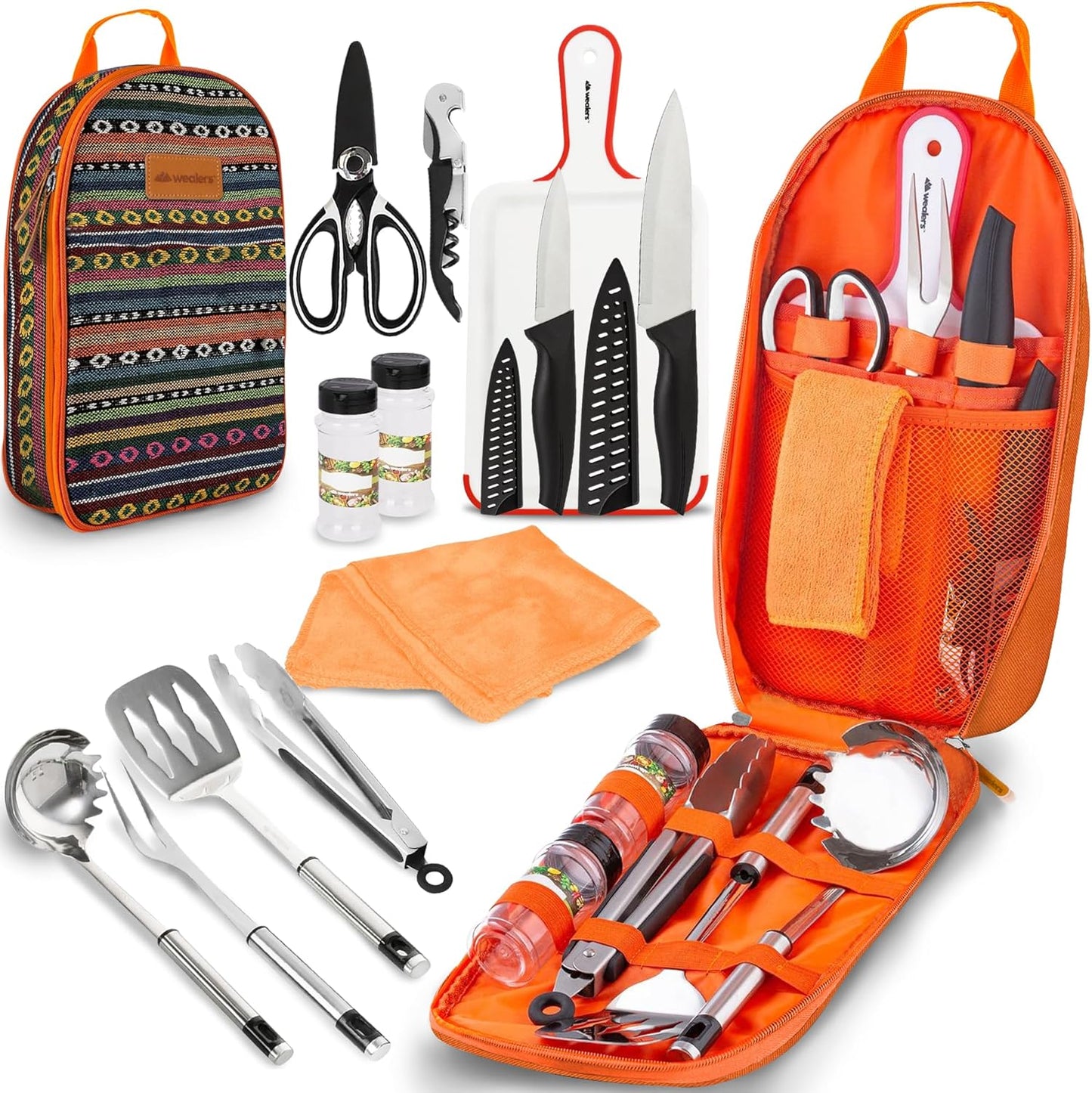 Portable Camp Kitchen Utensil Set - Compact BBQ Accessories & Travel Organizer for Hiking & Backpacking