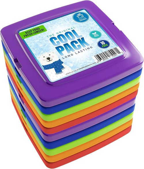Healthy Packers Ice Packs for Lunch Bags - Freezer Packs - Original Cool Pack | Slim & Long-Lasting Reusable Ice Pack for Lunch Box and Cooler Bag (Set of 10)