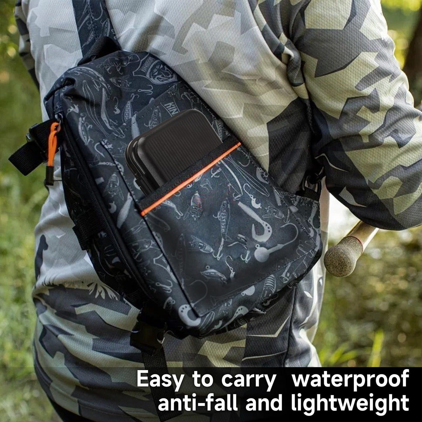 Fly Fishing Box Fly Boxes For Fly Fishing Trout Two-Sided Waterproof Lightweight Easy Grip Black Lid Fly Fishing Lures Box Foam Ice Jig Fly Box And Coil Springs Cord.