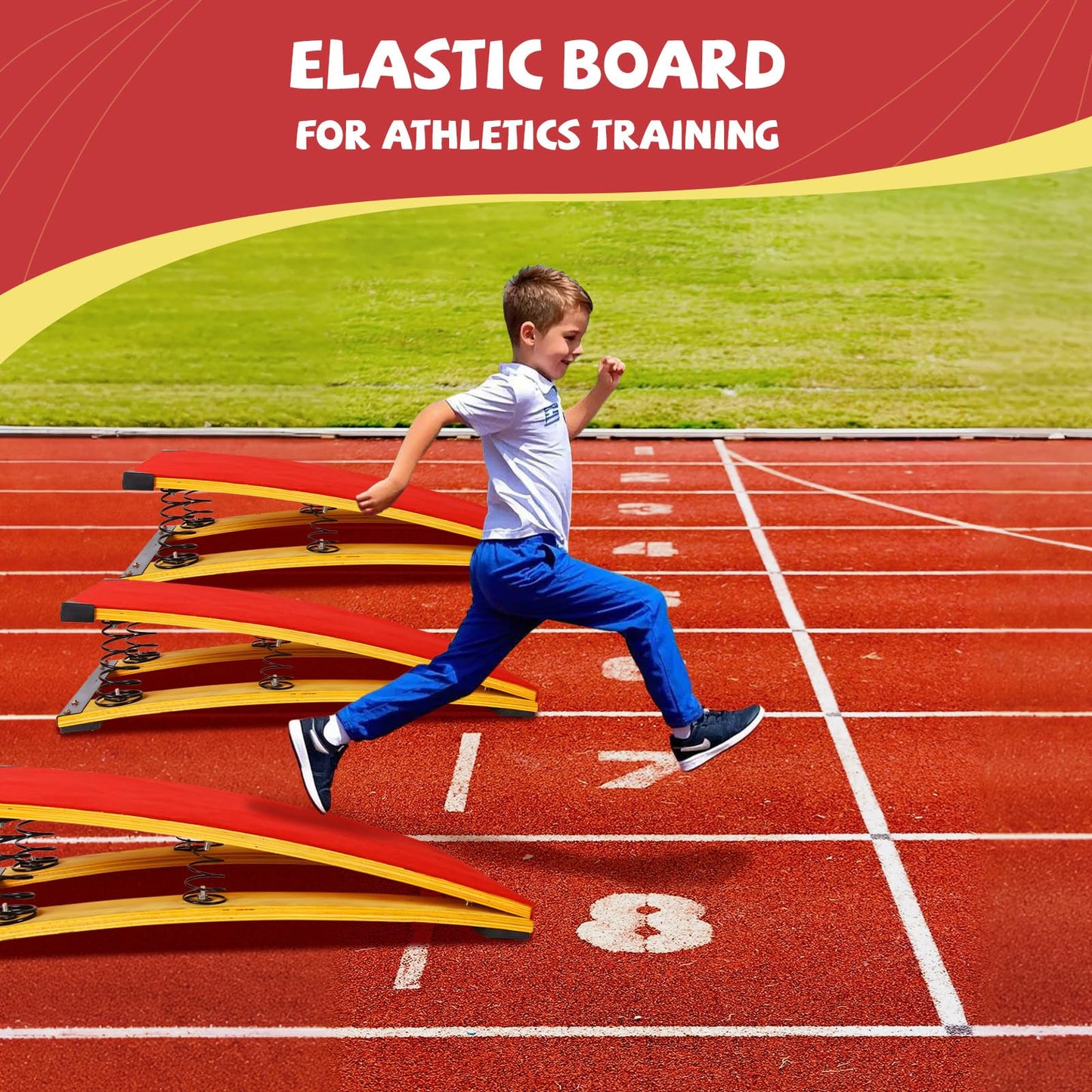 4 Springs Gymnastics Springboard for Kids, 31.5"X19.7" Vaulting Training Spring Boards Gymnastics, Portable Curved Spring Board Gymnastics Vault with Anti-Slip Mat for Outdoor Training Exercise