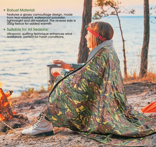 BESTHUNTINER Warm Blanket with Fleece Lining,Large Stadium Blanket,Waterproof,Thermal,Sleeping Gear for Camping,Emergency,Space,Car Blanket,Airplane,Hiking,Picnic.
