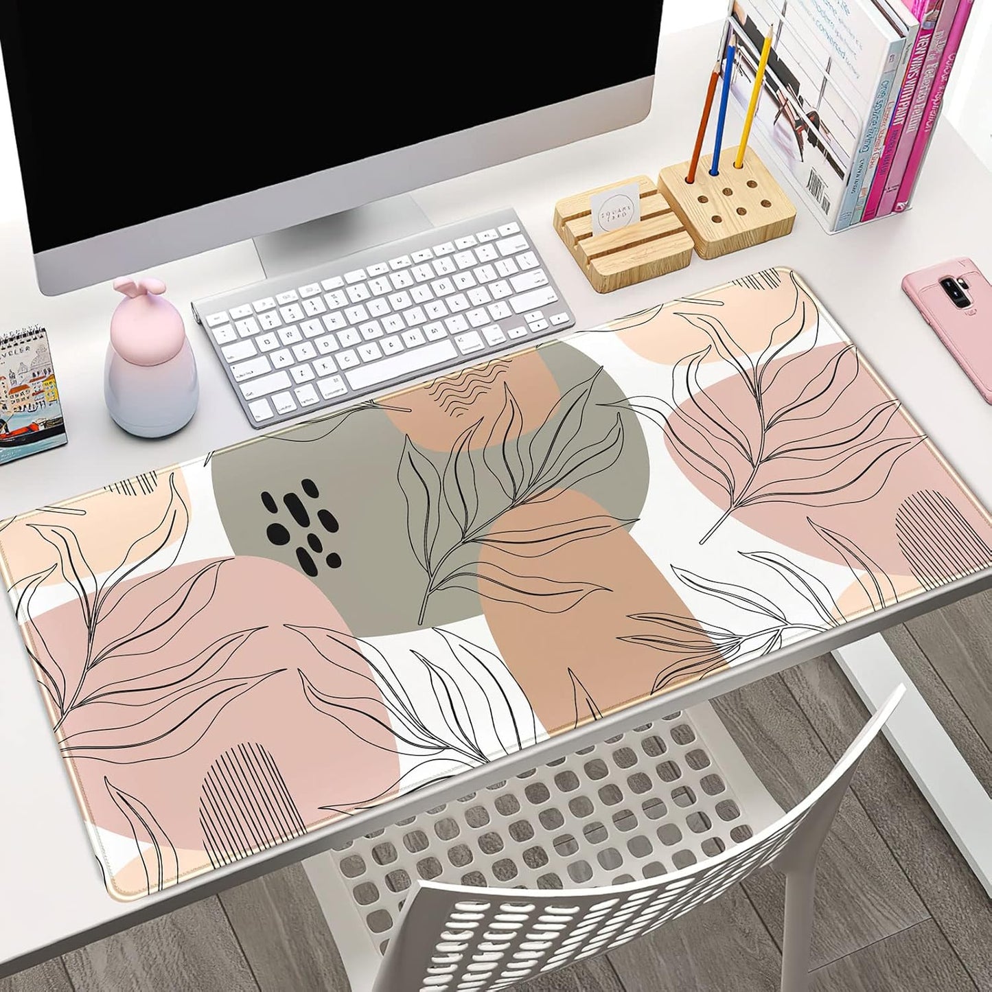 Japanese Desk Mat Riverside Full Moon Desk Pad Black Red Large Mouse Pad Gaming Mousepad Extended XXL Keyboard Pad 31.5 x 15.7 in Laptop Computer Mouse Keyboard Mat for Office Desk Decor