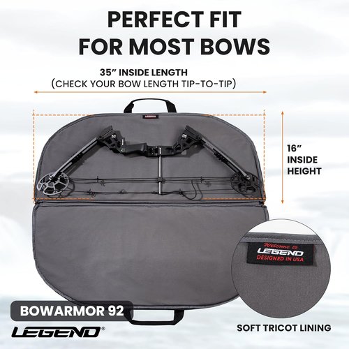 LEGEND Bowarmor Soft Compound Bow Case - Lightweight Youth Bow Bag, Premium Archery Case with Soft Lining, Durable Soft Case with Multiple Pockets, Bow & Arrow Case for Archery Accessories -36 or 45in
