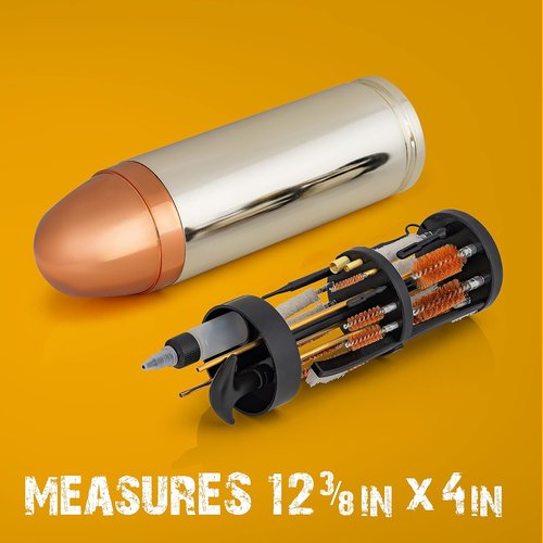 Deluxe Gun Cleaning Kit in Patented Bullet-Shaped Case, Cleaning Tools for Handguns, Shotguns and Rifles
