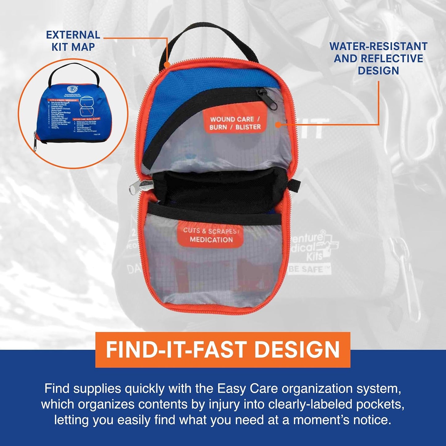 Adventure Medical Kits Mountain Series Medical Kit - Day Tripper Lite - Emergency Medical First Aid Kit - For 2 People for 1 Day - Comes with Bandages, Medication & More - 59 Pieces