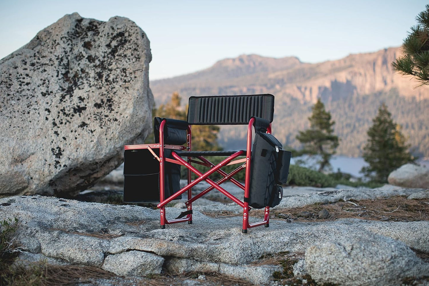 ONIVA - a Picnic Time Brand Fusion Original Design Outdoor Folding Chair, Gray with Red Frame , 33 x 7 x 21