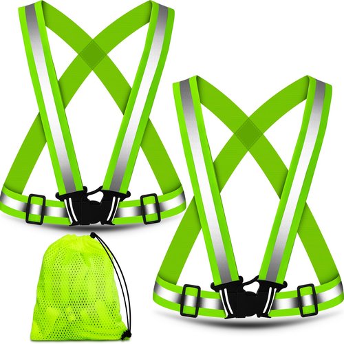 Topward Reflective Vest Running Gear 2Pack, High Visibility Safety Vest with Storage Bag for Outdoor Night Running, Cycling, Jogging and Dog Walking - Adjustable, Lightweight - Fits Men Women Kids