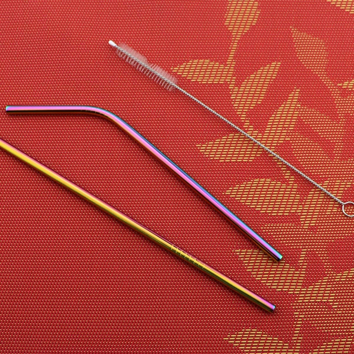 8 Pieces Stainless Steel Mirror Poblished Flatware Set Reusable Cutlery Set Travel Utensils Set with Straws for Camping Office or School Lunch,Dishwasher Safe (Rose Gold)