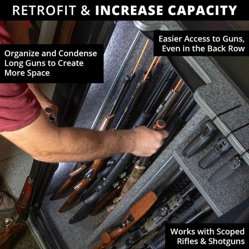 Gun Storage Solutions Rifle Rods Starter Kit with Shelf Liner Gun Organizer System Store More Guns Easy Access for Safety with Nylon Woven Loop Fabric