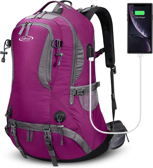 G4Free 50L Hiking Backpack Waterproof Daypack Outdoor Camping Climbing Backpack with Rain Cover for Men Women