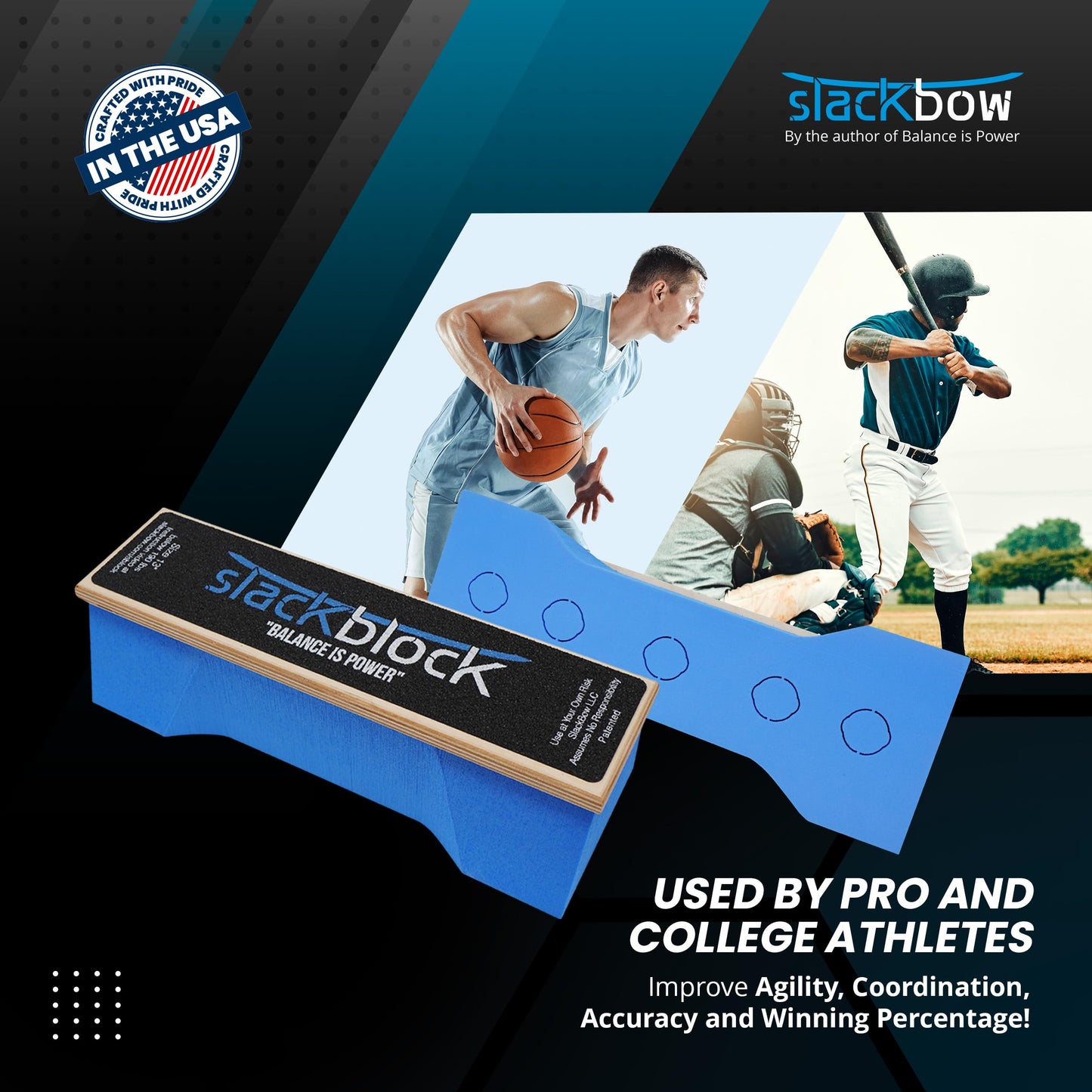 SlackBow SlackBlock Athletic Balance Trainer – Improve Balance, Stability, and Athletic Performance – Condition Your Body and Prevent Injury - Compact and Portable – 13”