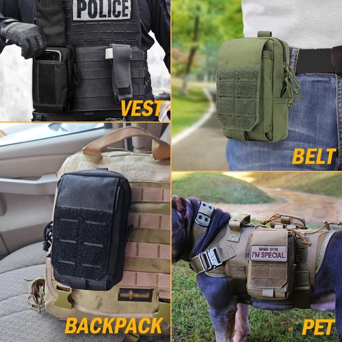 Molle Pouches for Men Tactical Belt Pouch EDC Utility Phone Bag for Backpack Plate Carrier Vest Duty Belt Accessories Gear Organizer Small Pouch (US-Black)