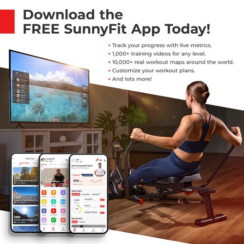 Sunny Health & Fitness Smart Upright Row-N-Ride Exerciser, Squat Assist Trainer for Glutes Workout with Adjustable Resistance, Easy Setup & Foldable, Glute & Leg Exercise Machine- NO. 077SMART