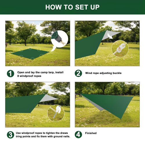 Rain Fly Hammock Waterproof Camping Tent Tarp COVVY Portable Multifunctional Camping Gear Equipment Lightweight Backpacking Shelter Awning for Outdoor Hiking Travel, Fast Set Up with Tent Accessories