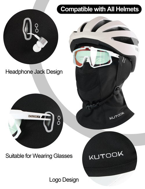 KUTOOK Black Balaclava Ski Mask Men Women Winter Motorcycle Football Full Head Face Mask Cold Weather Pasa Montañas para Hombre Black 2