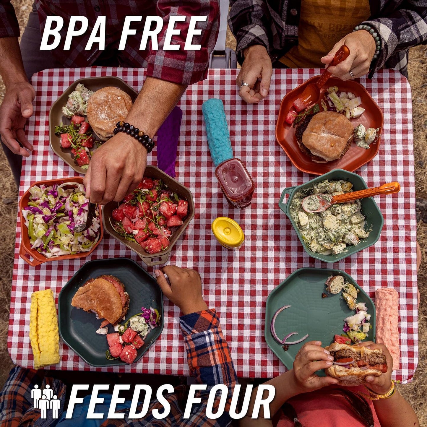 Gerber Gear ComplEAT Cook Set - Dishwasher-Safe Camping Cookware for Outdoor Cooking - Includes Saute Pan, Stock Pot, 4 Plates, 4 Bowls, Mixing Bowl & More