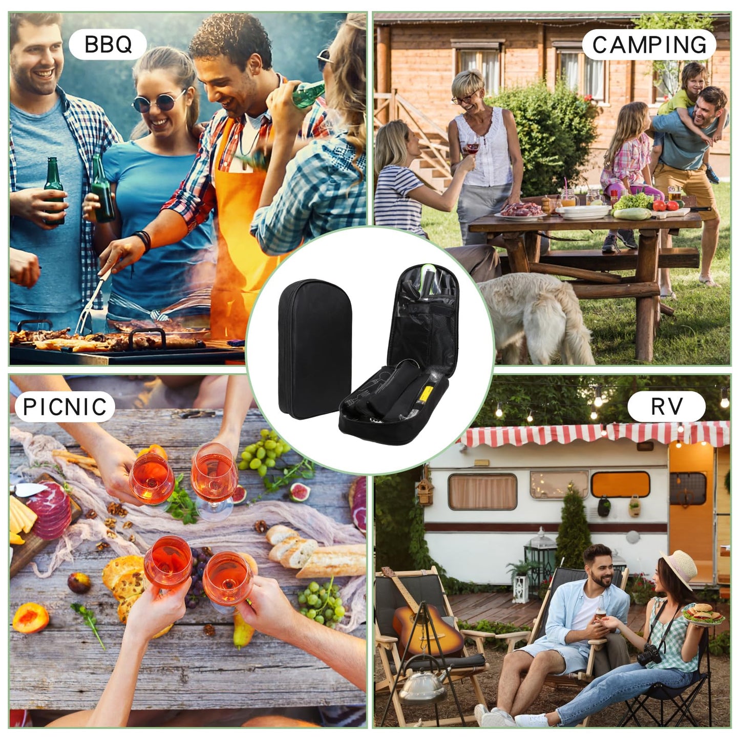 AOFUXTI Camping Cooking Utensils Set - Camping Kitchen Equipment, Compact and Portable Camper Accessories, Perfect for Travel, Picnic, RV, Camping, BBQ, Party (27pcs-Black)