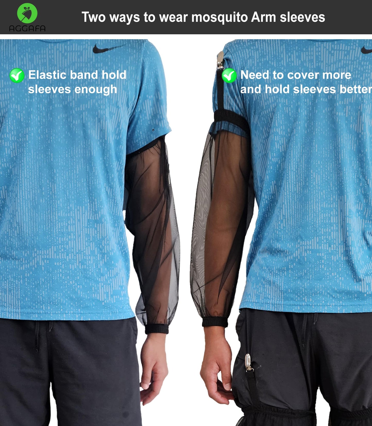 AGGAFA Mosquito Arm sleeves, Providing a physical barrier to help keep mosquitoes and bugs away from your arms when Outdoor Activities such as Gardening Farming Fishing Camping (Small Size)