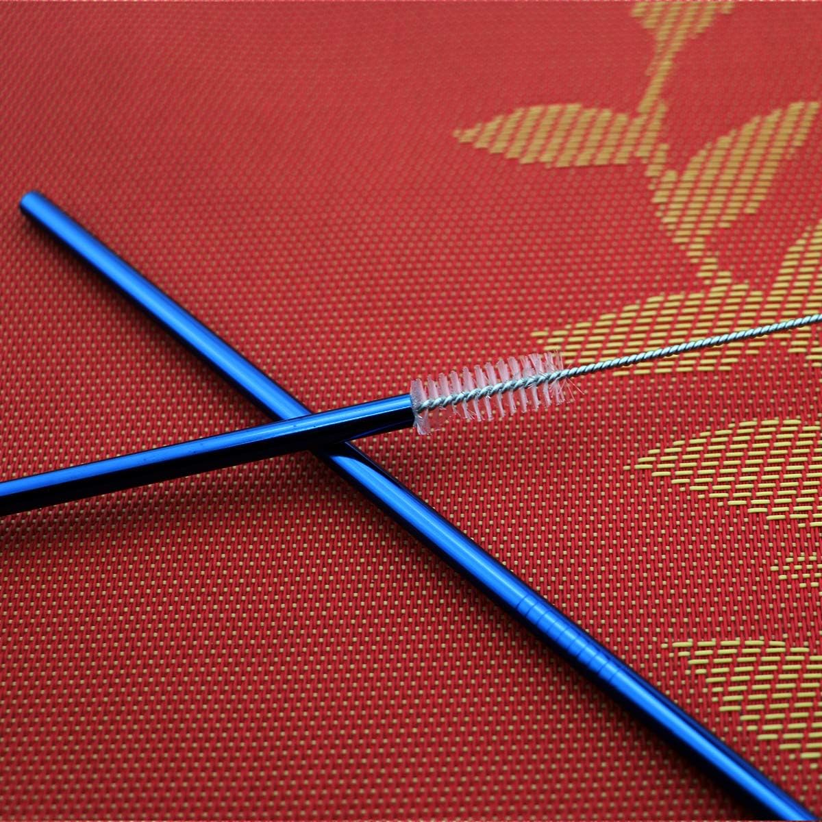 8 Pieces Stainless Steel Mirror Poblished Flatware Set Reusable Cutlery Set Travel Utensils Set with Straws for Camping Office or School Lunch,Dishwasher Safe (Rose Gold)